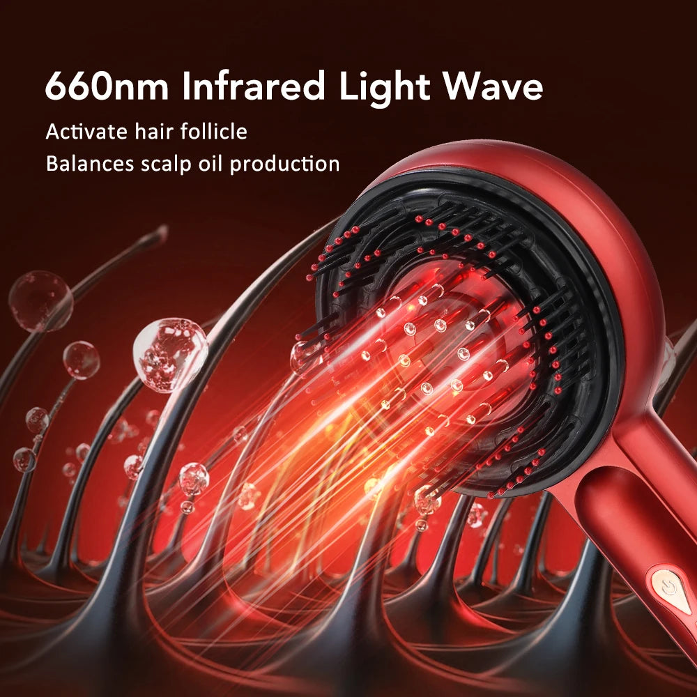Electric Massage Comb Vibration Massager Red Light Follicle Comb Scalp Brush Hair Growth anti Hair Loss Liquid Oil Applicator