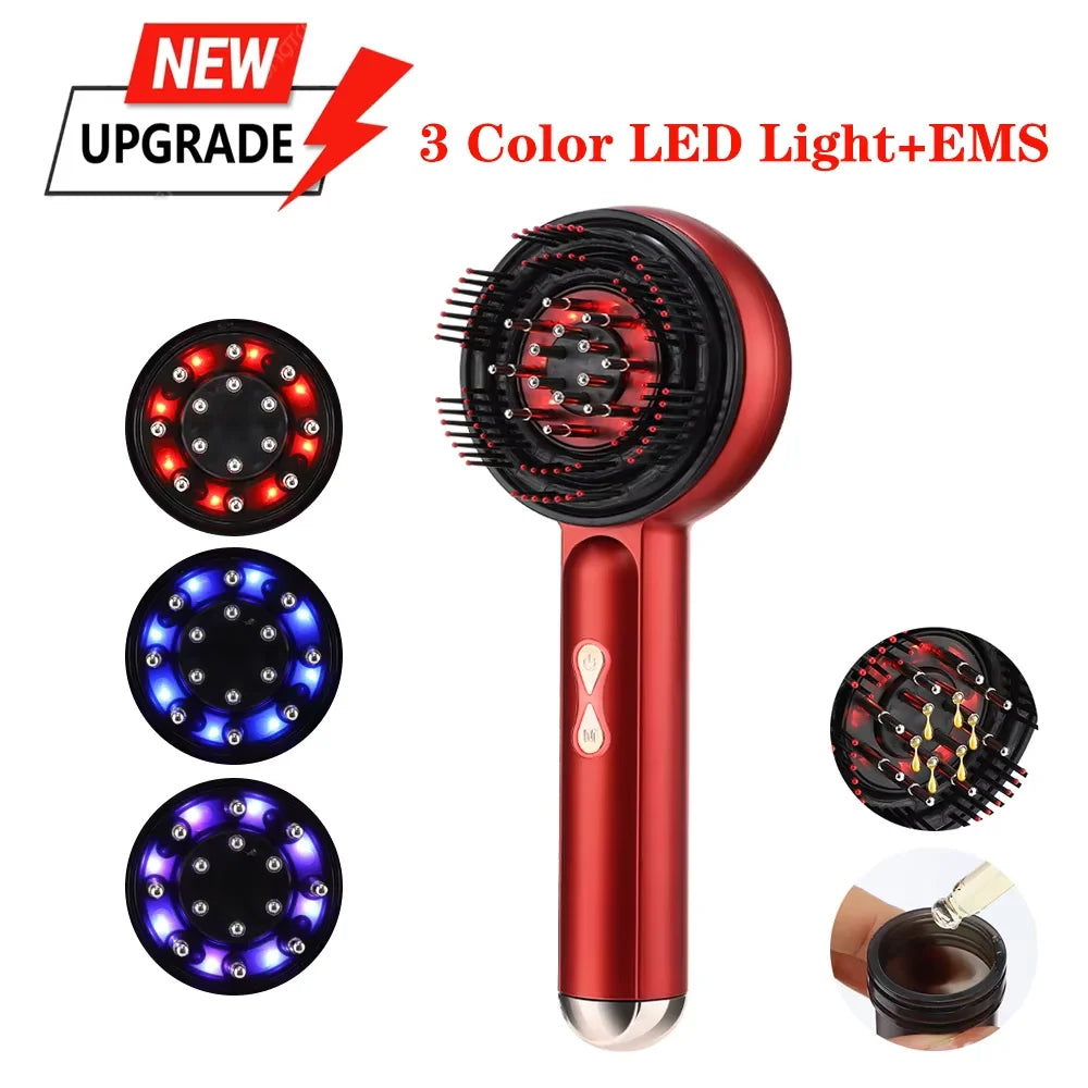 Electric Massage Comb Vibration Massager Red Light Follicle Comb Scalp Brush Hair Growth anti Hair Loss Liquid Oil Applicator