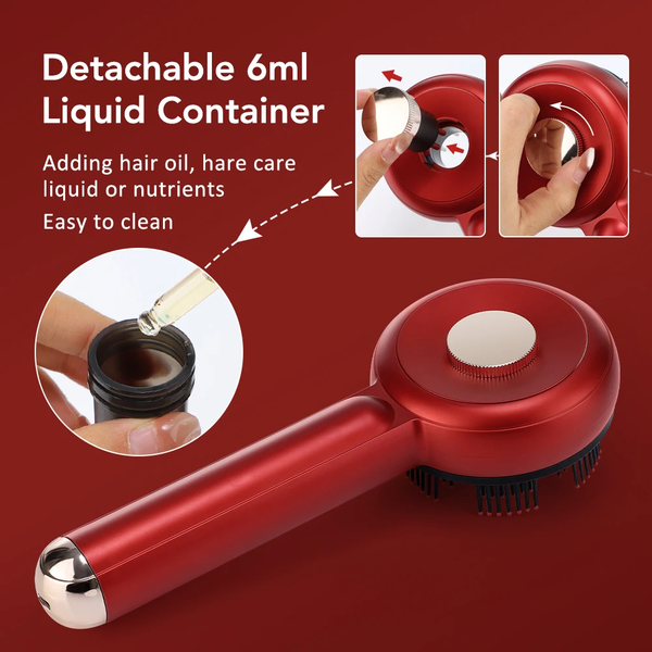 Electric Massage Comb Vibration Massager Red Light Follicle Comb Scalp Brush Hair Growth anti Hair Loss Liquid Oil Applicator